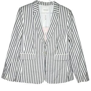 NWT Avec Les Filles Boyfriend Striped Blazer Black And White Size Large